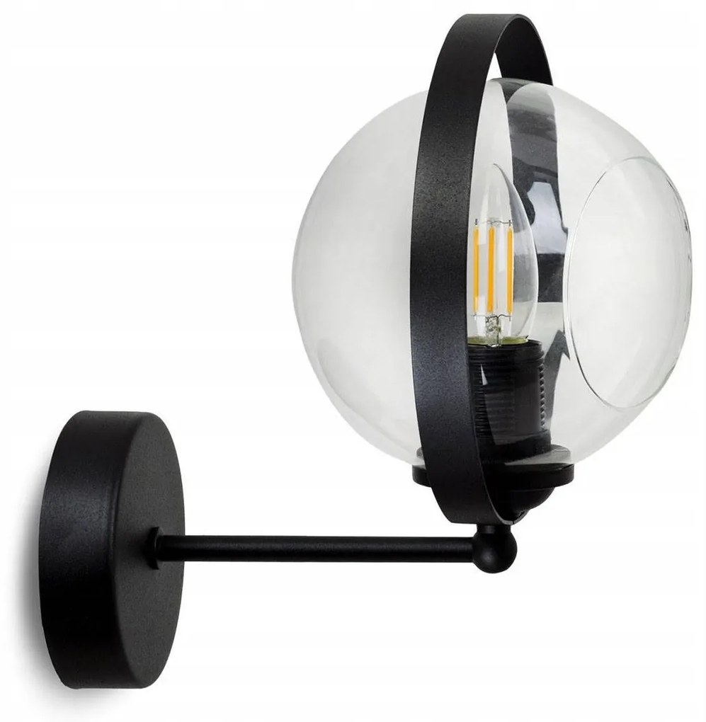 Nástenné svietidlo RING, 1x transparentné sklenené tienidlo, (výber z 3 farieb uchytenia)