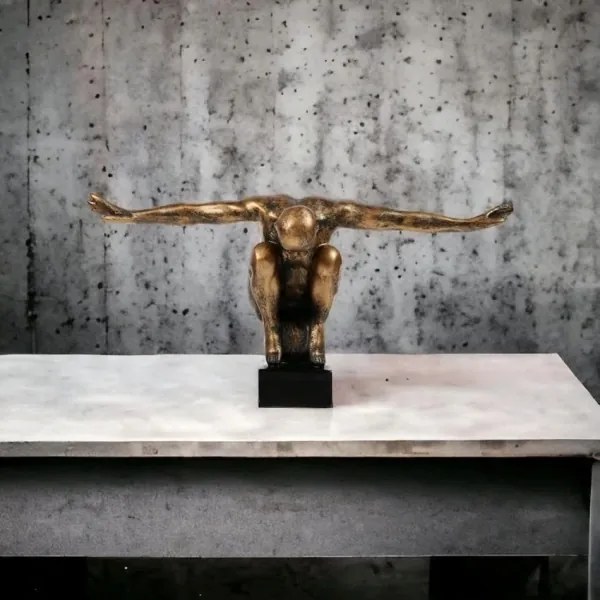 Dekorácia na stôl 25x41x20 cm živica/zlatá patina