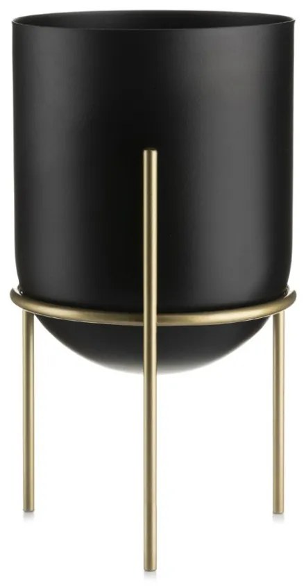 Kvetináč na stojane LOFT 20 cm čierna/zlatá