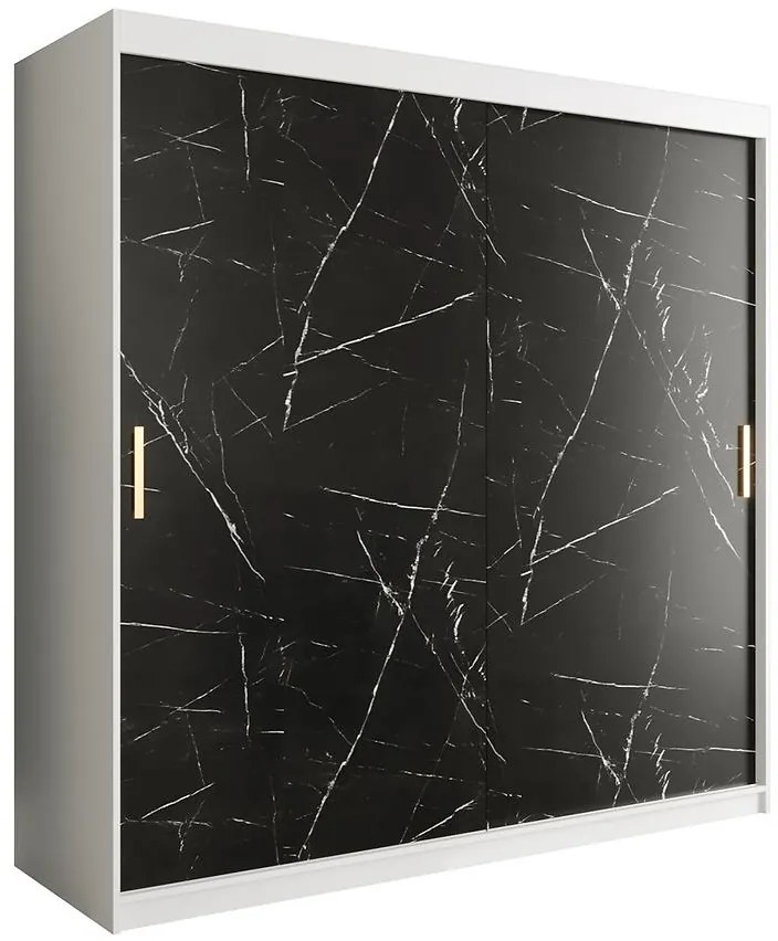 Skriňa Marmur T 200 biely/mramor čierna