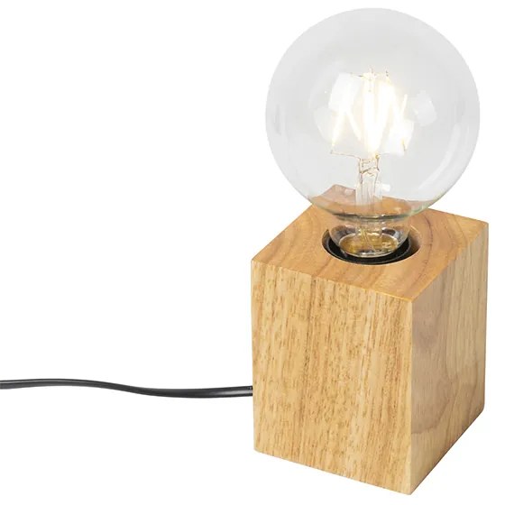 Rustikálna stolná lampa drevo prírodné - Bloc