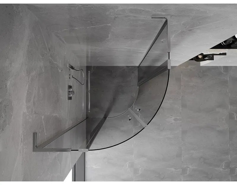 Mexen Mist L, štvrťkruhový sprchový kút s 2-krídlovými dverami, 90 x 90 cm, 8mm číre sklo, chrómový profil, 8A32L-090-090-01-00
