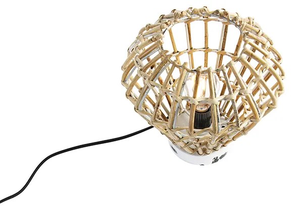 Rustikálna stolná lampa bambusová s bielou - Canna Diamond