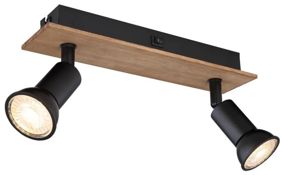 Globo 57998-2W - Bodové svietidlo DREW 2xGU10/35W/230V drevo/čierna