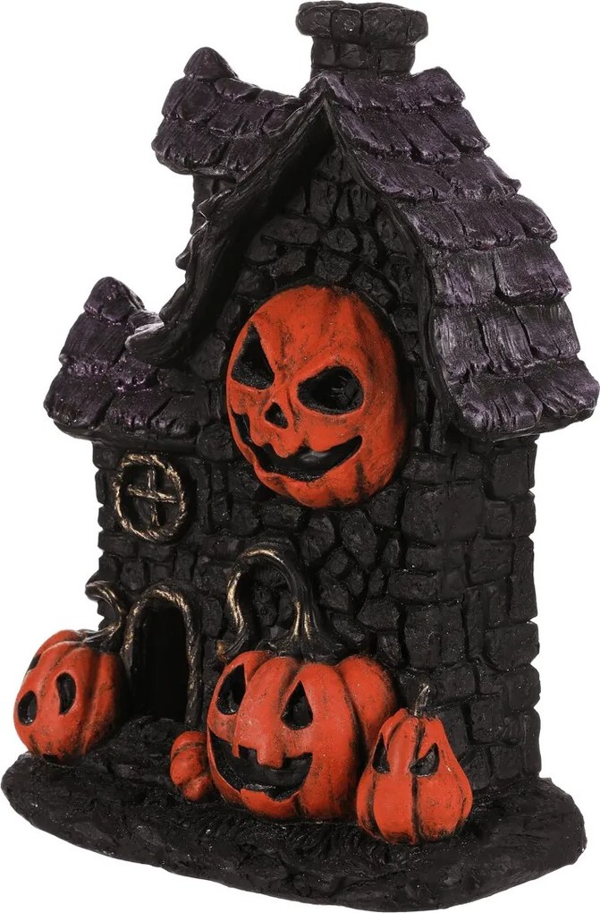 Domček z magnézia - Halloween, LED osvetl., čierny s tekvicami Farba: Čierna