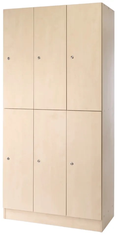 Drevená šatníková skrinka Visio - 6 boxov, 90 x 45 x 185 cm, cylindrický zámok, javor