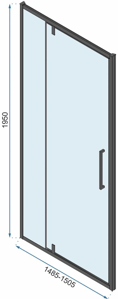 Rea Rapid Swing, rohový sprchovací kút 90 (dvere) x 90 (stena) x 195 cm, 6mm číre sklo, čierny profil, KPL-009926