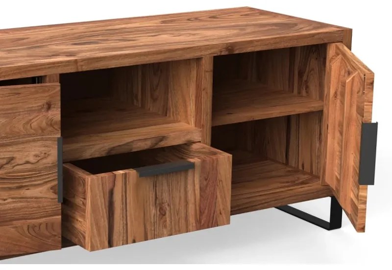 furniture-nabytek.cz - Masívny TV stolík Sydney z akácie, lakovaný, hnedý – 134×45×55 cm