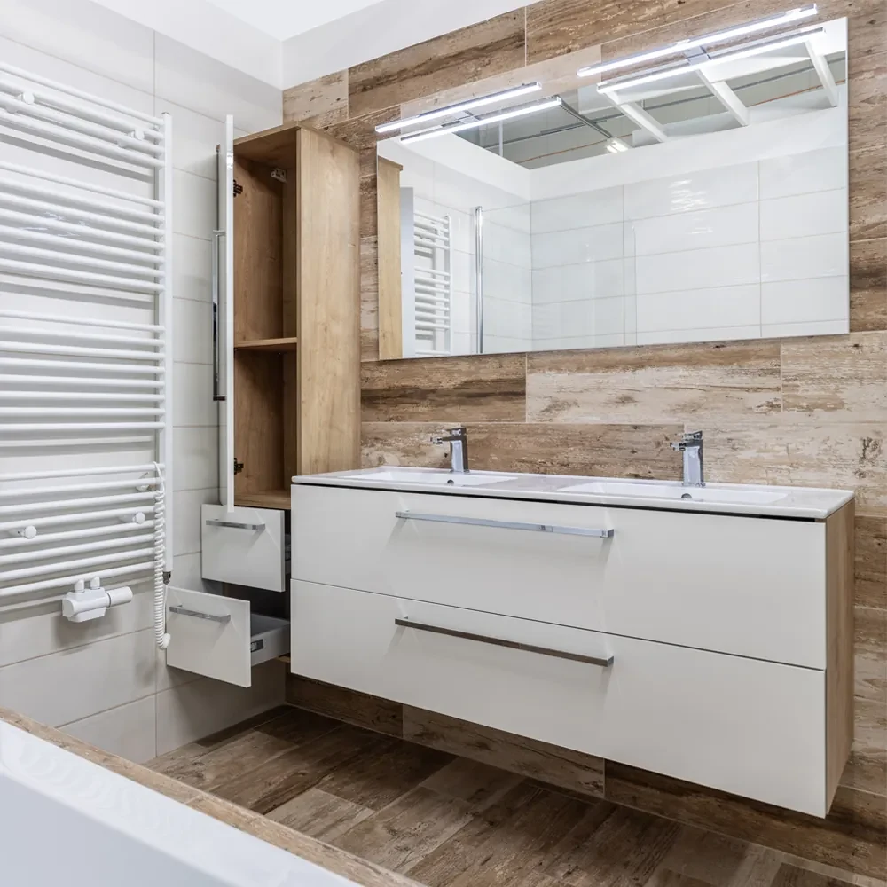 Mereo, Mereo Bino, kúpeľňová skrinka vysoká 163 cm, ľavá, Multidecor, Biela vysoký lesk perlička, MER-CN697BIEL