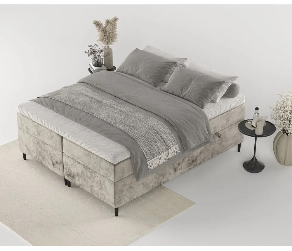 Svetlohnedá boxspring posteľ s úložným priestorom 180x200 cm Araya – Maison de Rêve