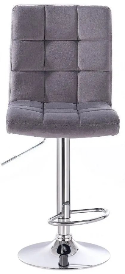 LuxuryForm DESIGN Barová stolička TOLEDO VELUR na striebornom tanieri - tmavo šedá