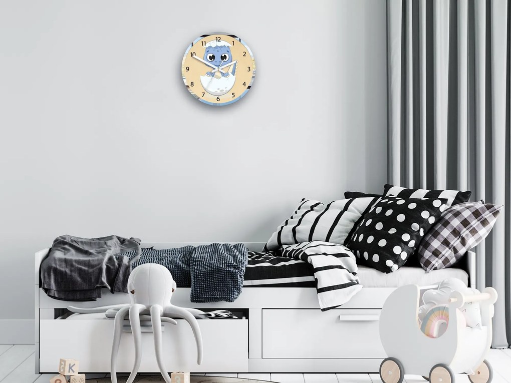 Dětské nástěnné hodiny Mirro Dinosaurus 30 cm vícebarevné