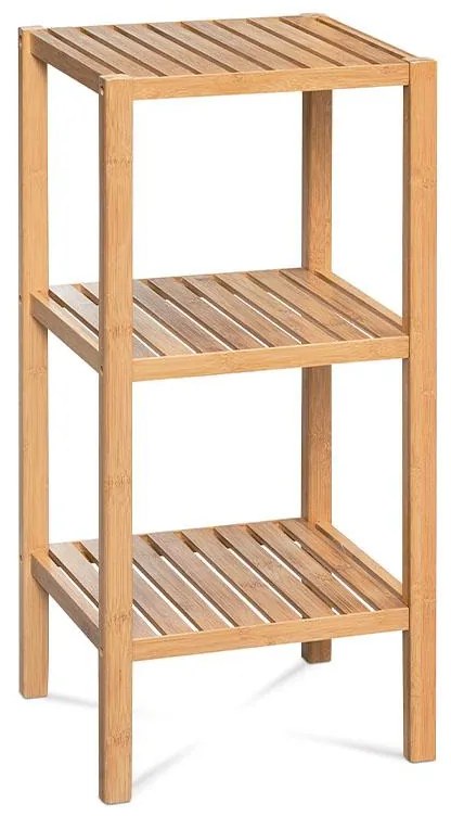 Regál, 3 políce, masív bambus, prírodný odtieň, nosnosť 9 kg - DR-011-5