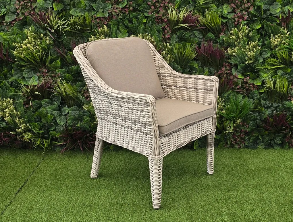 Záhradné ratanová stolička KIMBERLEY svetlo-sivá so svetlou poduškou