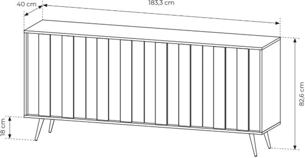 Komoda Flaro 183 cm s osvetlením - dub dunin