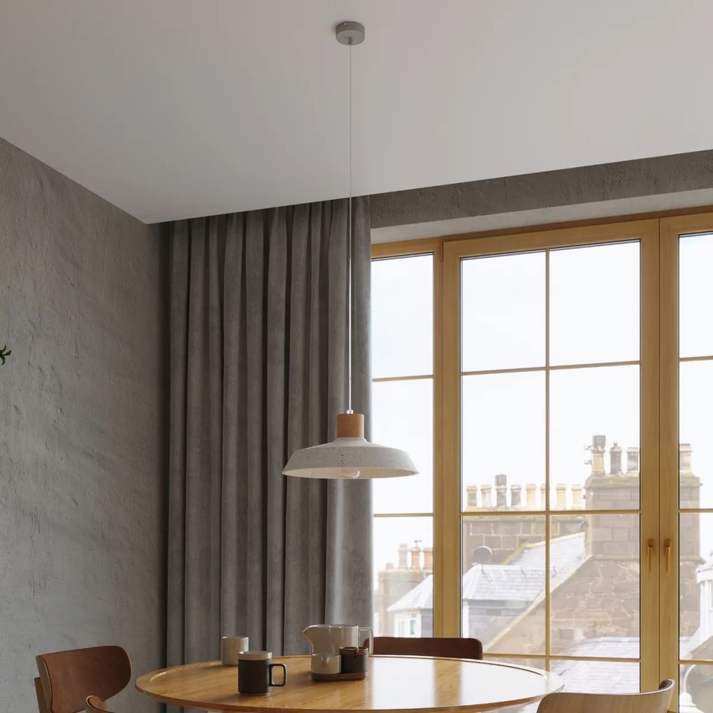 Závesné svietidlo Afra, 1x drevené/betónové tienidlo