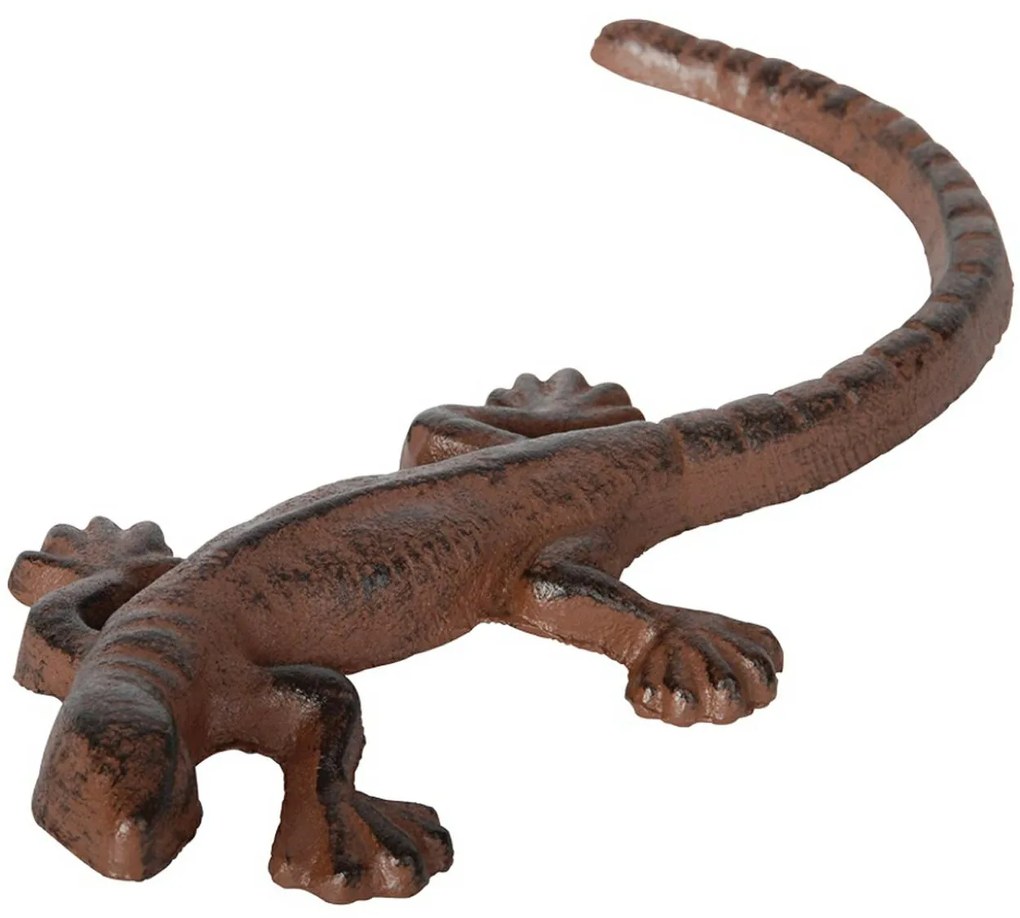 Záhradná liatinová figúrka Lizard, 24,3 cm, hnedá