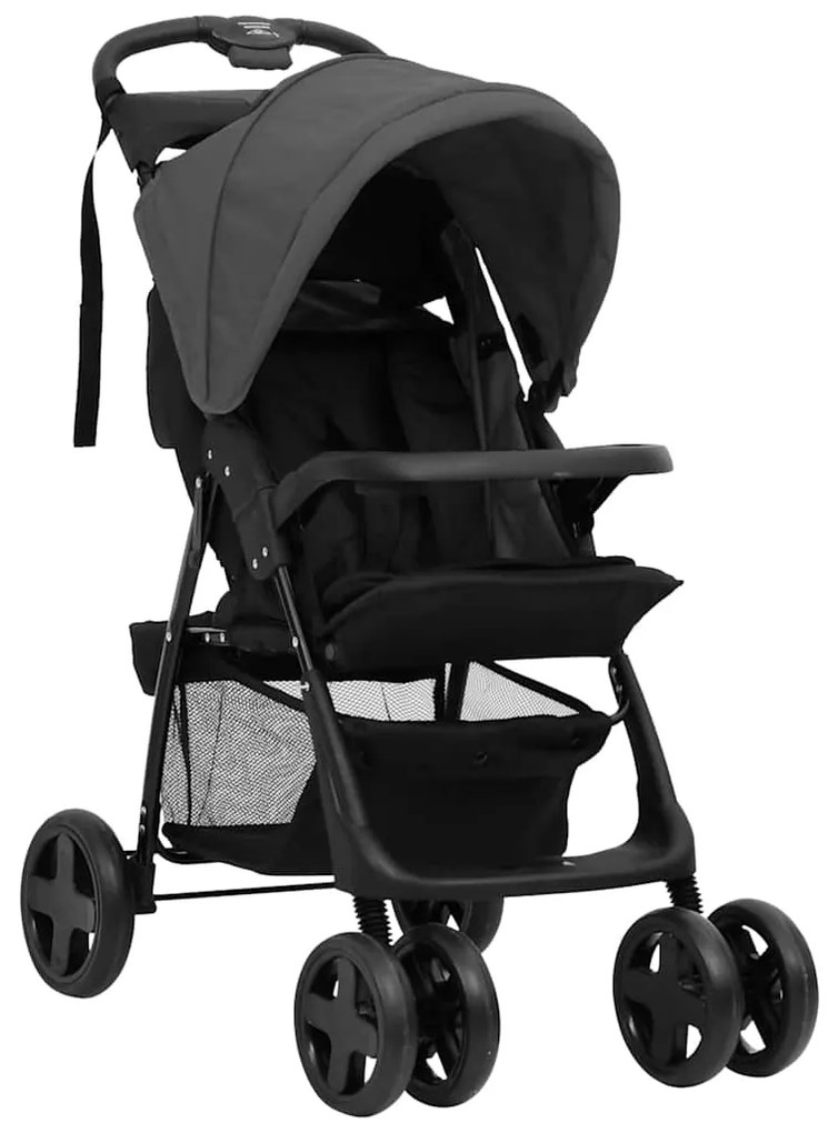 3-v-1 detský kočík tmavosivý a čierny oceľový