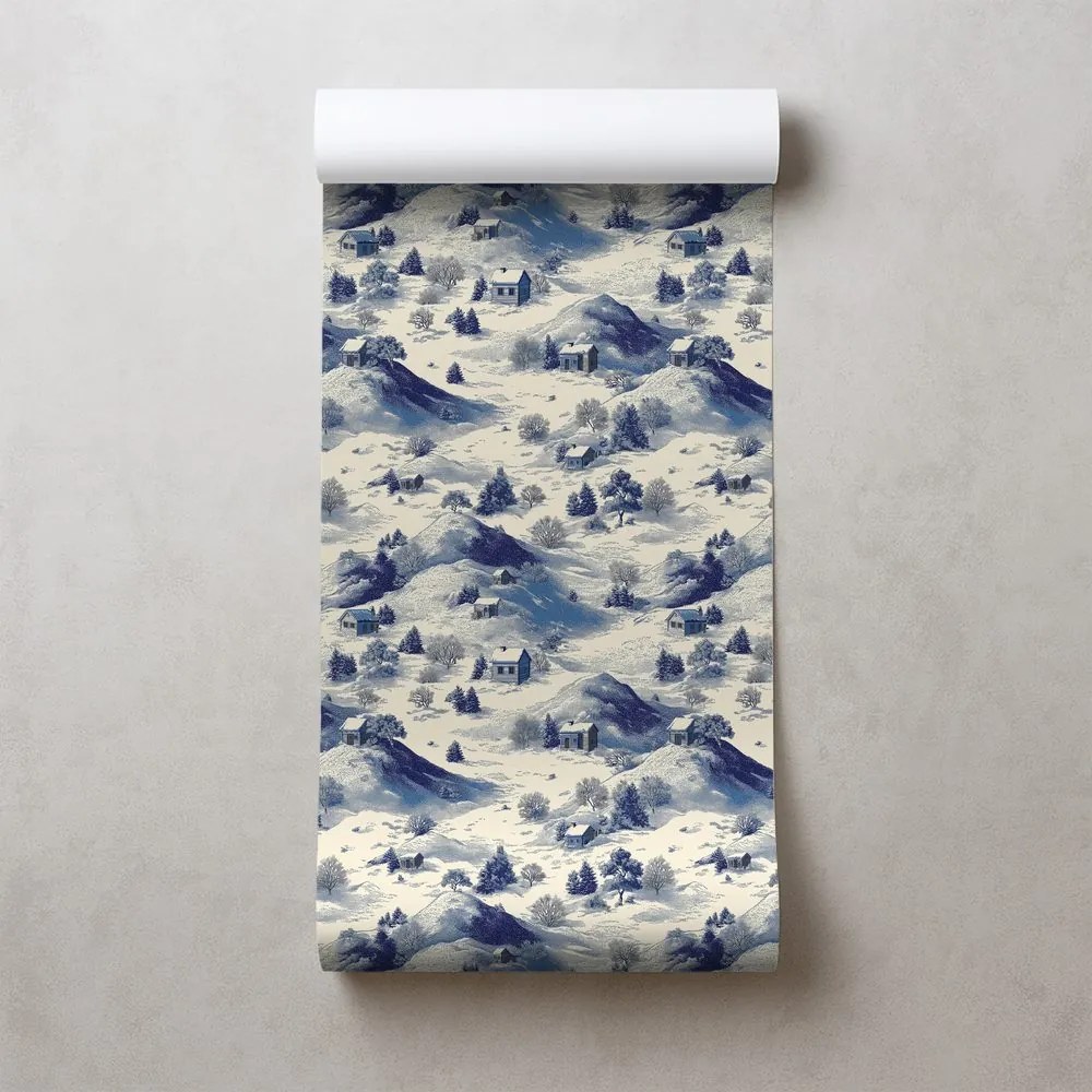 Tapeta zimná krajina s modrými horami