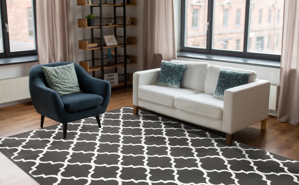 Koberec BCF Morad TRELLIS Vzor marocká mreža, antracit