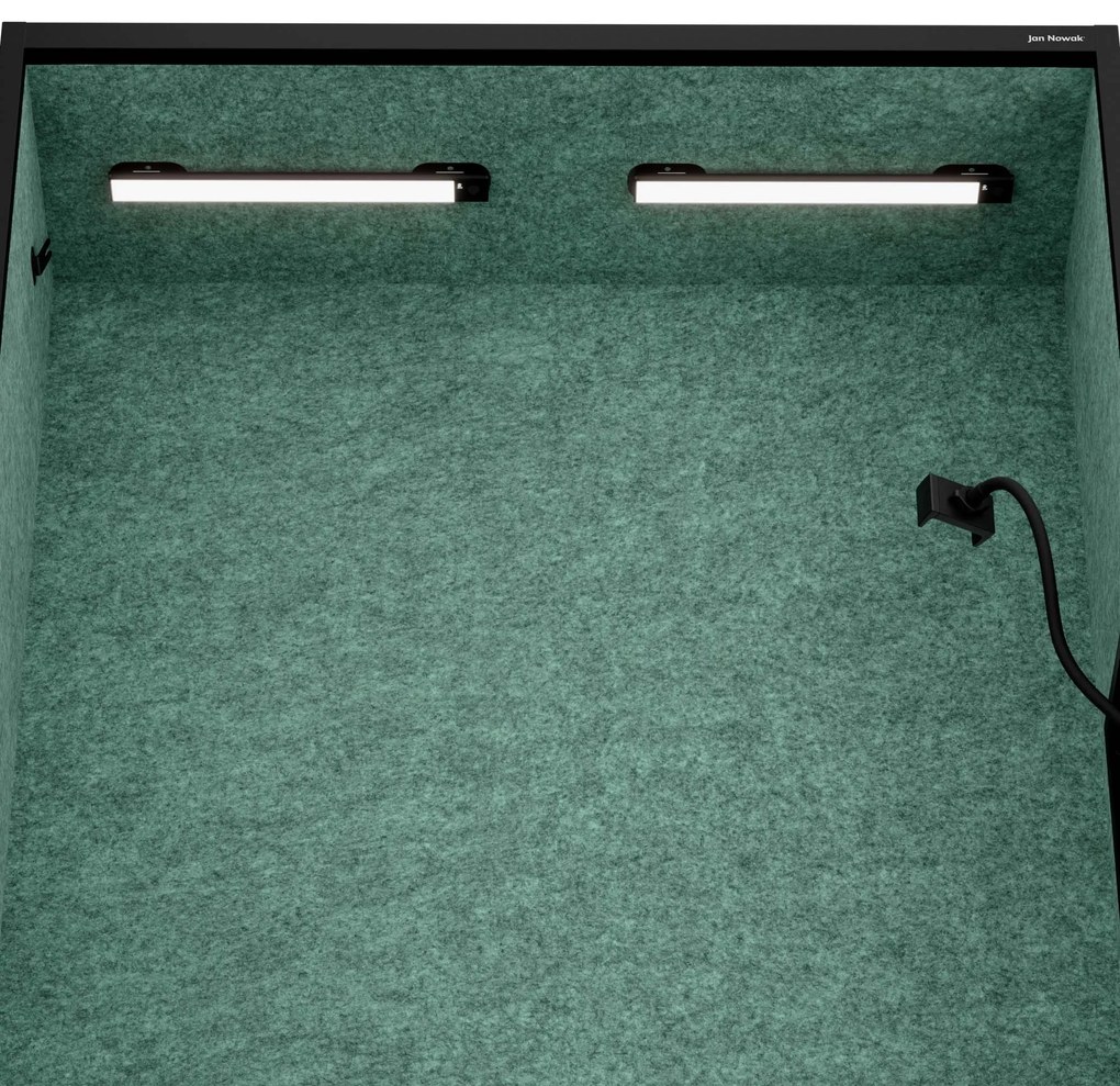 Akustická kabína SALLY MentalBox 1150 mm – čierny korpus, zelené sedadlo