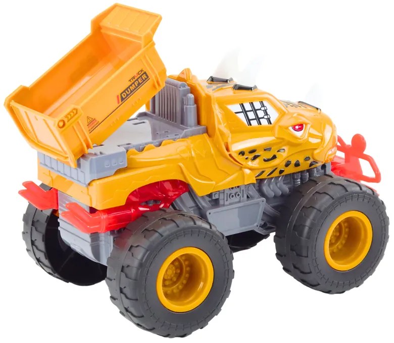 LEAN TOYS Auto Off-road, sklápač Dinosaurus – oranžový