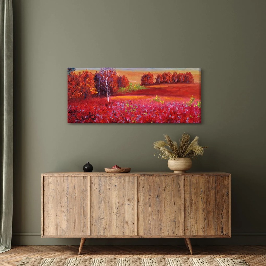 Obraz červenej krajiny (120x50 cm)