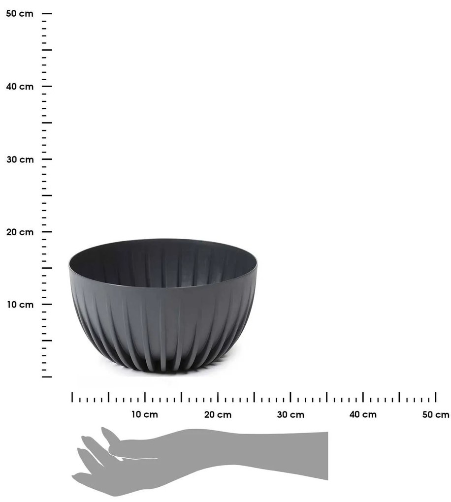 PLASTOVÝ KVETINÁČ STRIPPED ECO 14X24 CM ANTRACITOVÁ