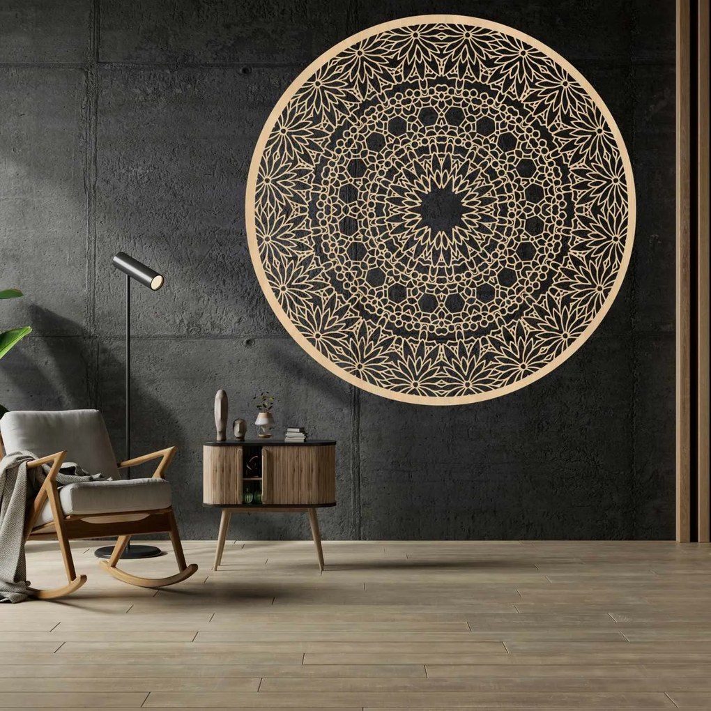 Luxusná drevená mandala na stenu 3D dekorácia do interiéru | HELA: HDF - Orech 30 cm 4341-79186 HDF0342