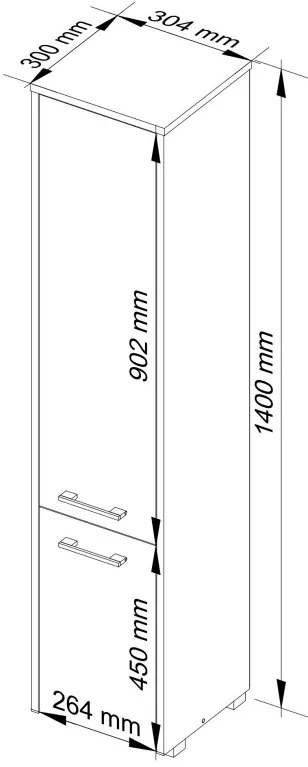 Kúpeľňová skrinka Fin I 30 cm biela/červená lesk