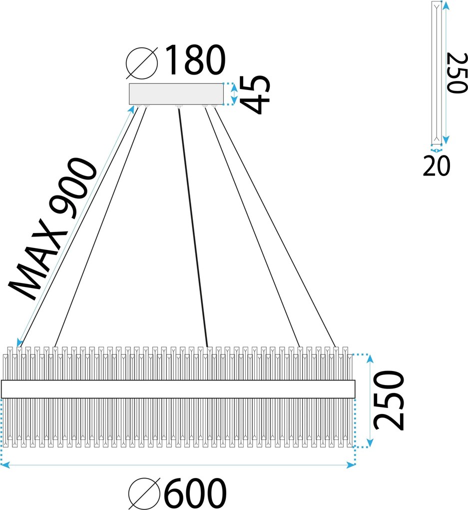 Závesný LED krištáľový luster APP1516-CP60 strieborný