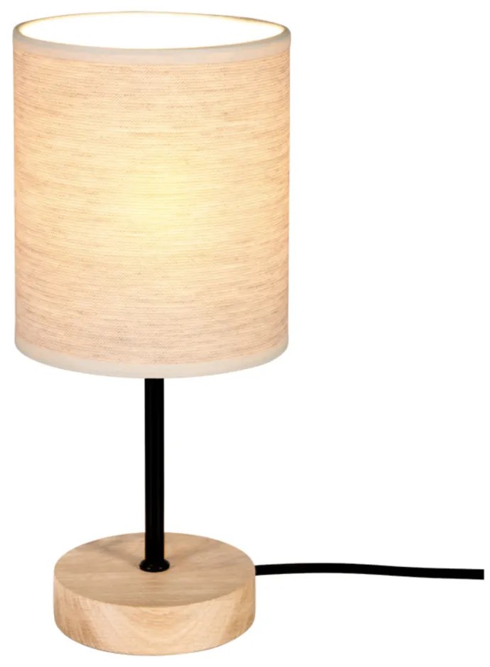 Stolová lampa Boho 1xE27 Max.25W Olejovaný dub/čierna/čierne PVC/béžová