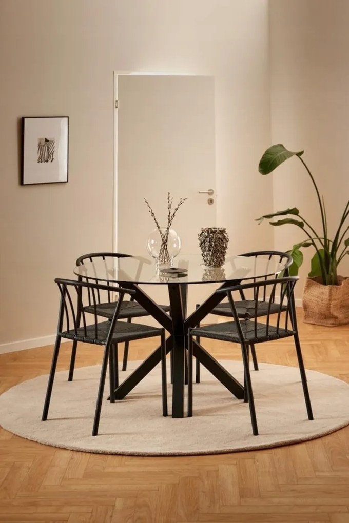 Jedálenský okrúhly stôl Heaven 119 cm číry/čierny