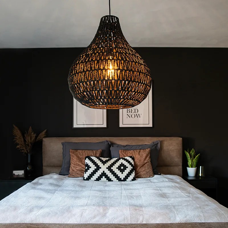 Retro závesné svietidlo čierne 45 cm - Lina Drop