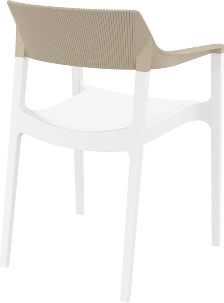 TULUM záhradná stolička s podrúčkami white/taupe