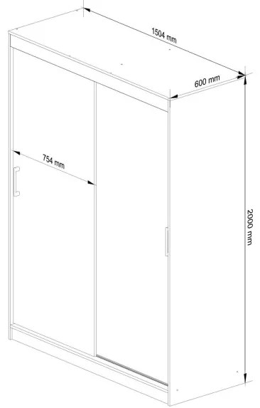 Šatníková skriňa s posuvnými dverami 150 cm CLP sonoma / wenge