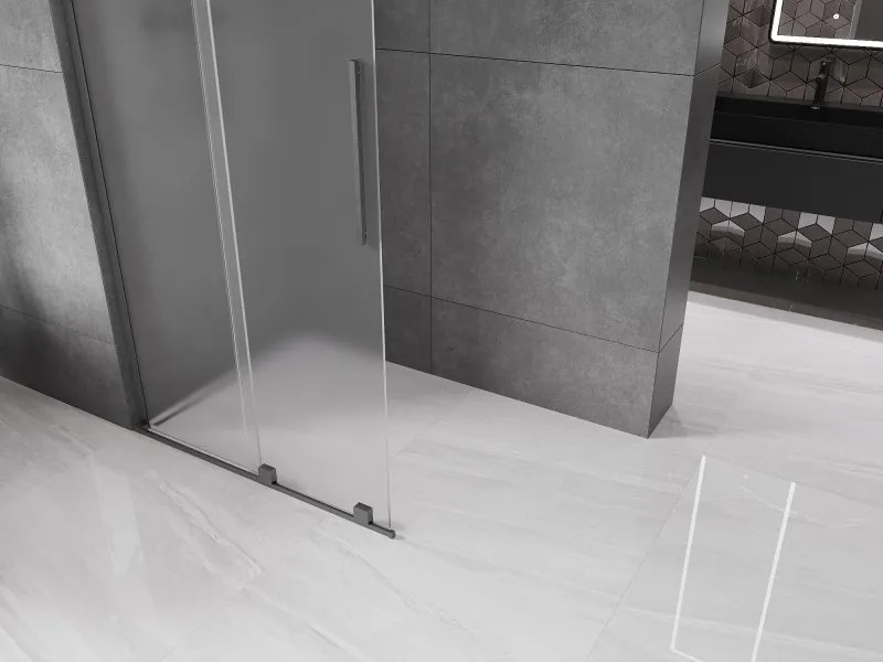 Mexen Velar L, posuvná sprchová zástena Walk-in 110 x 200 cm, 8mm sklo námraza, grafit brúsený, 871-110-003-33-66