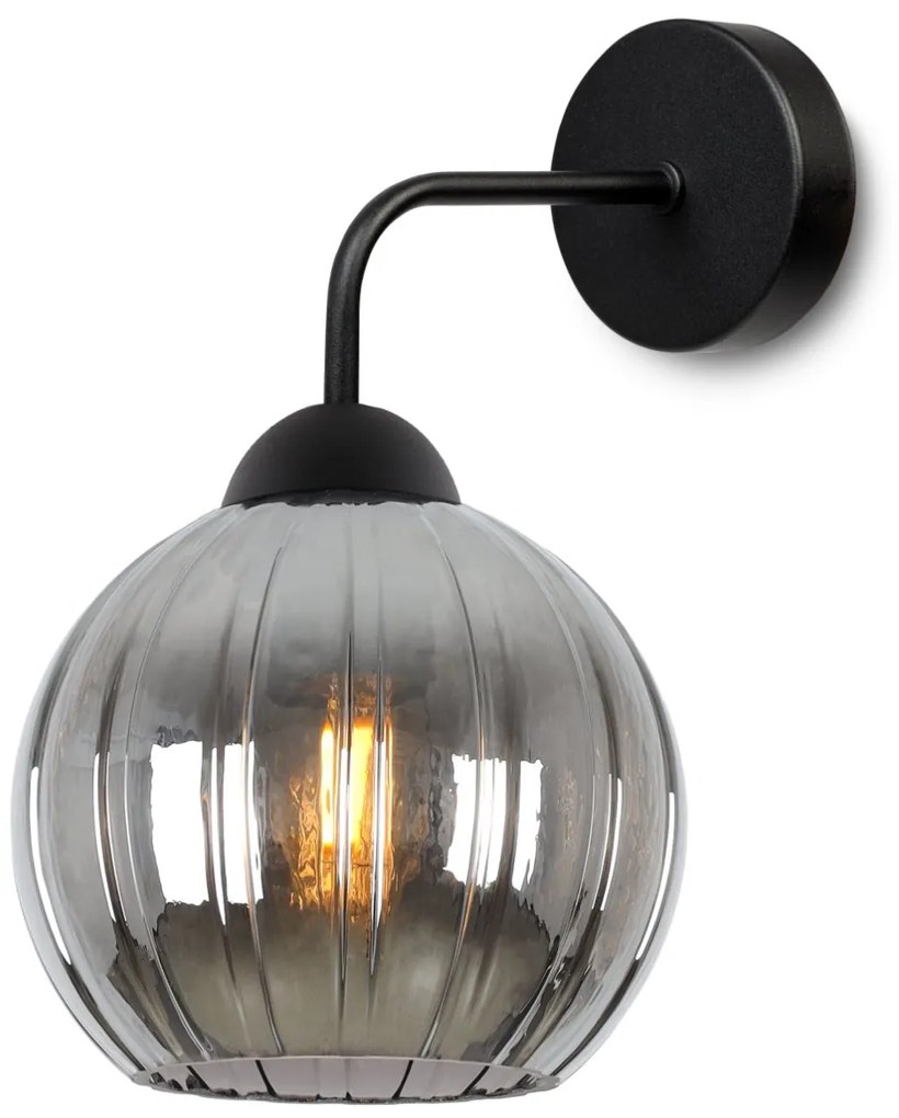 Nástenné svietidlo Costa, 1x grafitové sklenené tienidlo, b