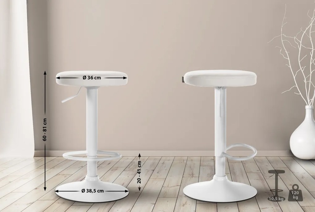 Design-Shop 2x Barová stolička Ponte - koženka, biely rám - Biela