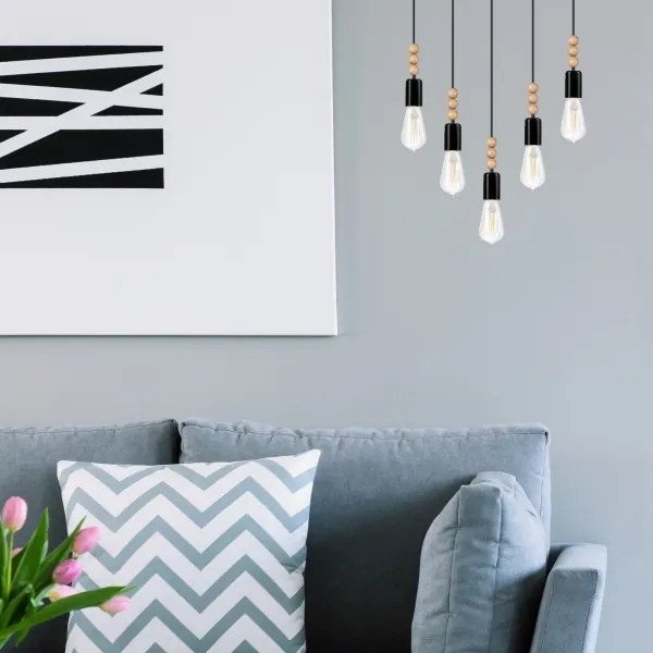 Luster na lanku SIMON 5xE27/60W/230V čierna