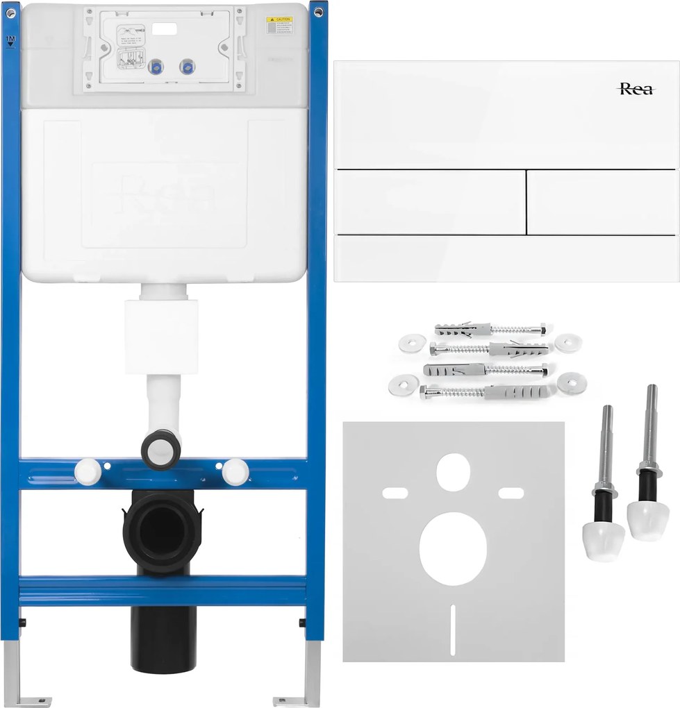 Rea Rea, Podomietkový WC systém K011A-Q + biele sklenené tlačidlo typ T, KPL-E0052