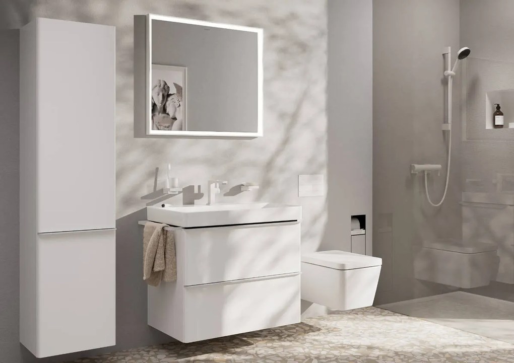 Hansgrohe Tecturis E, páková umývadlová batéria 110 Fine CoolStart EcoSmart+ s odtokovou garnitúrou Push-Open, biela matná, HAN-73020700