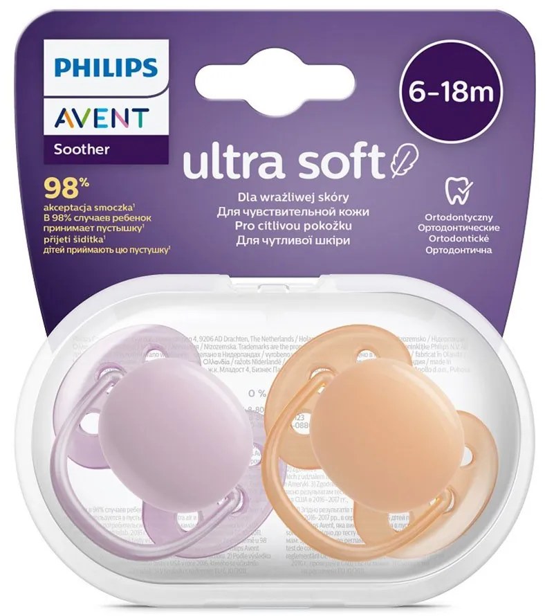 Dojčenský cumlík Ultrasoft Premium Avent 6-18 miesacov 2 ks dievča, vel. 6-18 m