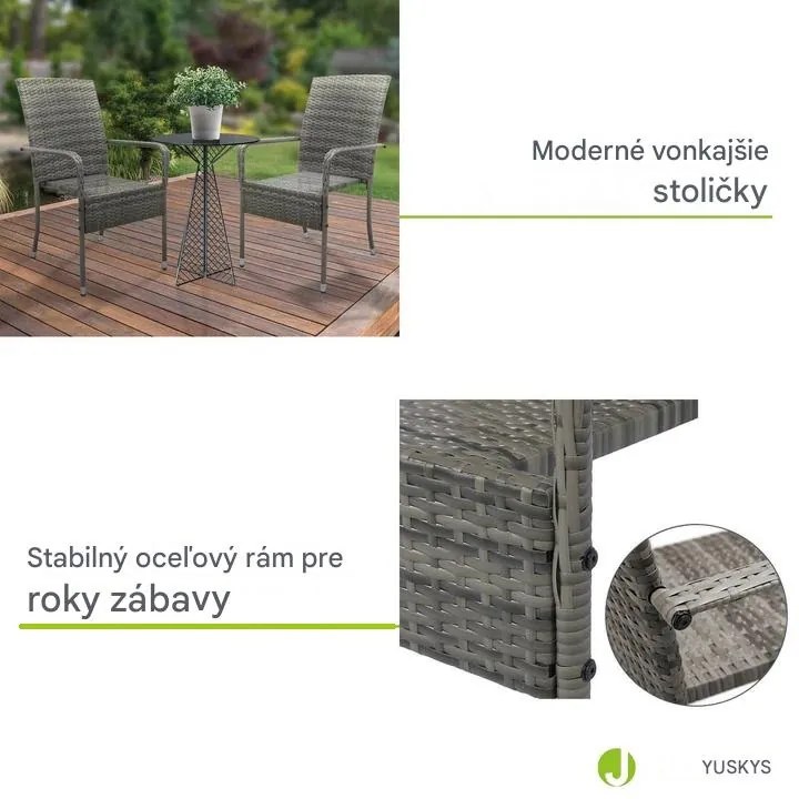 InternetovaZahrada Ratanové stoličky Yoro 2 ks - sivá