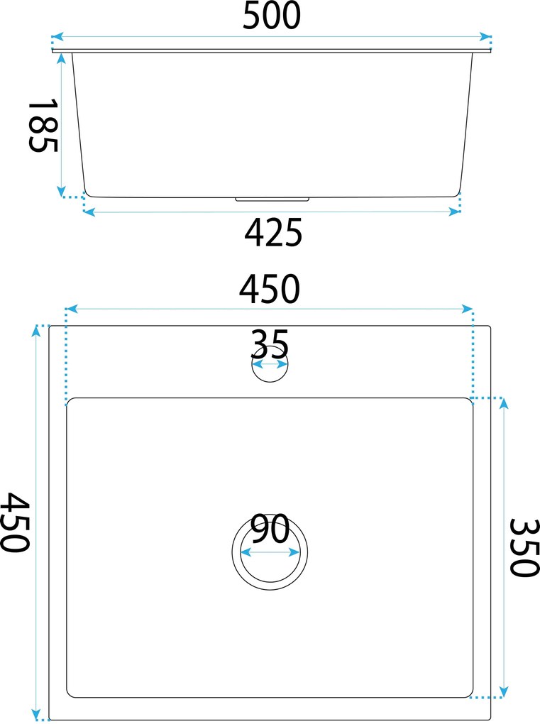 Rea Leo, 1-komorový oceľový drez 500x450x185 mm, zlatá matná, ZLE-06004