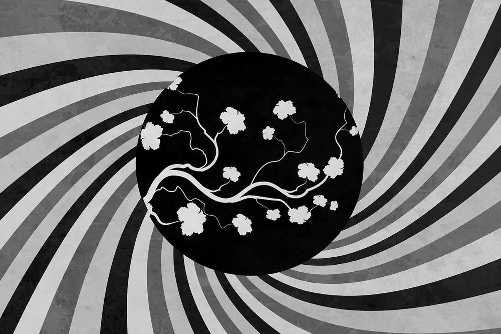 Tapeta čiernobiele azíjské grunge pozadie - 150x100