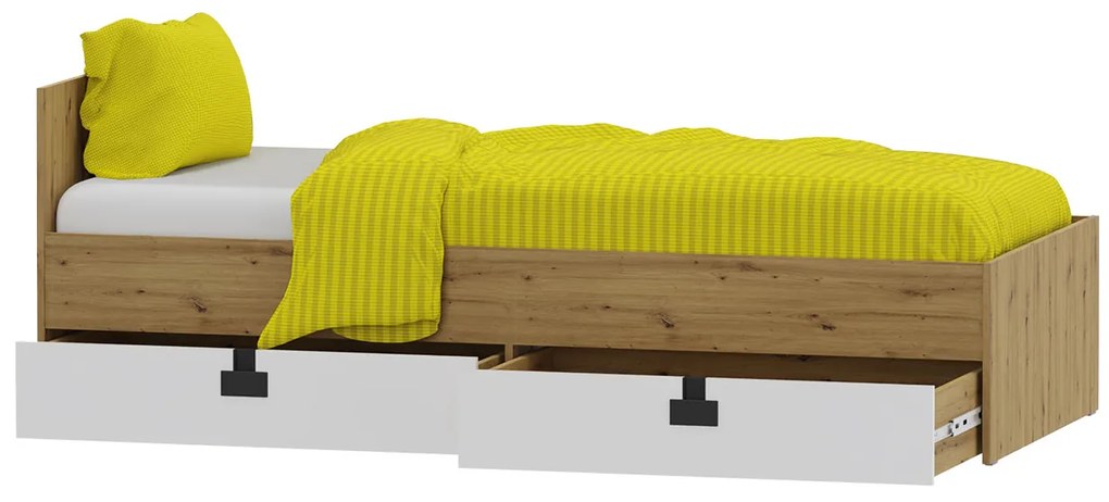 Posteľ pre mládež Tikrote TE14, Farby: dub artisan / sivý lesk