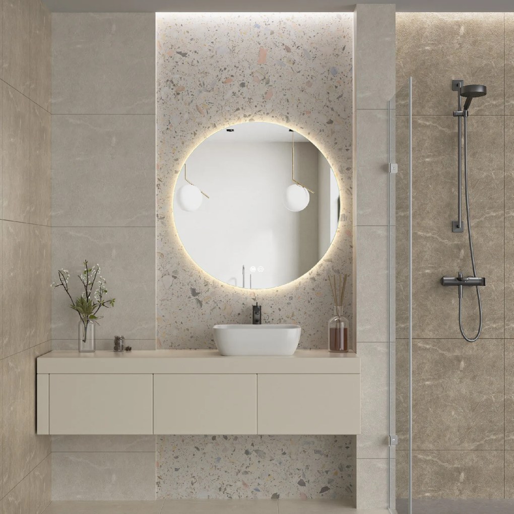 Erga Sofia, okrúhle LED zrkadlo 90cm, 2070 lm, 3 farby svetla, ERG-V01-207-9090