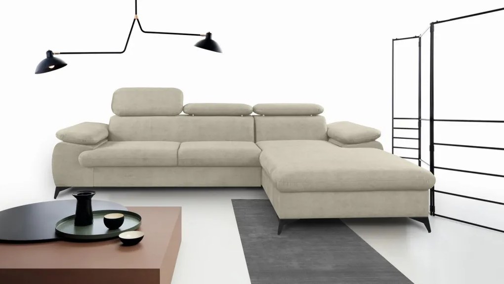 Rohová sedacia súprava Scala, béžová látka, pravý roh