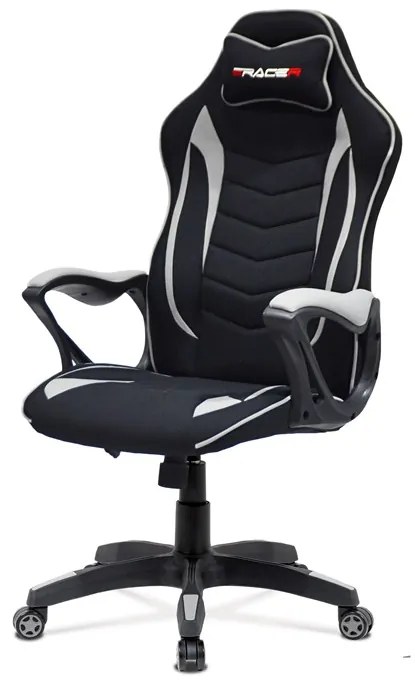 Autronic BONTEC Herné kreslo, hojdací mechanizmus, strieborná látka, KA-G408 GREY Farba: Čierna